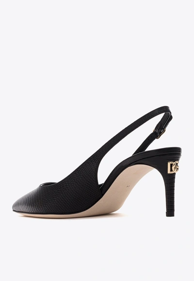 Dolce & Gabbana Cardinale 60 Slingback Pumps In Iguana Print Leather In Black