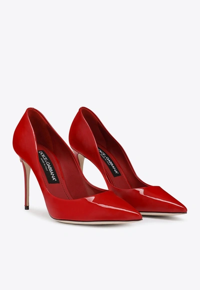 Dolce & Gabbana Cardinale 90 Patent Leather Pumps In Red