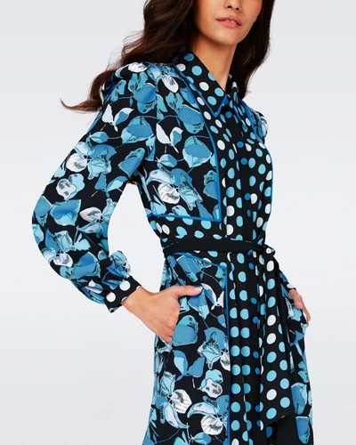 Shop Diane Von Furstenberg Joshua Dress By  In Size 14 In Petals And Dot Star Sapphire