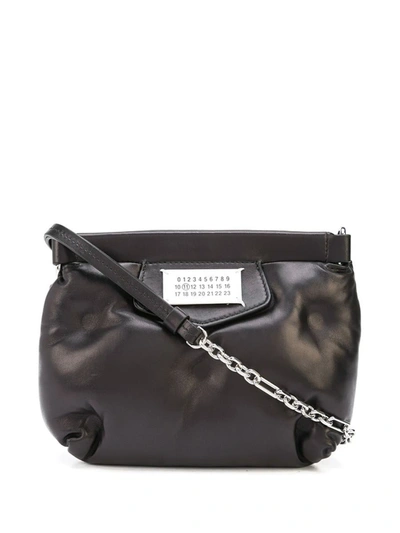 Shop Maison Margiela Logo-patch Leather Shoulder Bag In Black