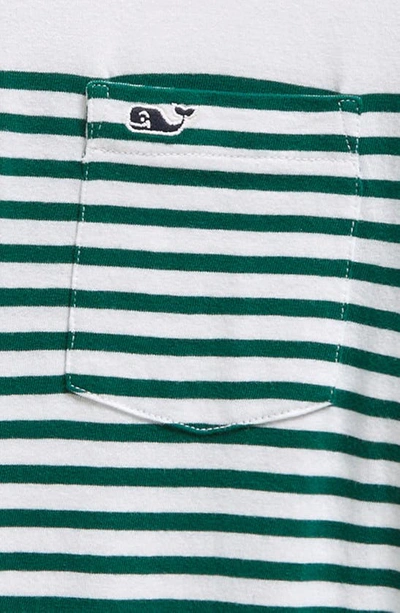 Vineyard Vines Kids' Island Stripe Pocket Polo In Turf Green