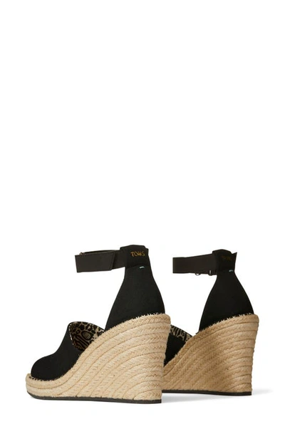 Toms Marisol Peep Toe Wedge Sandal In Black In Black Blended