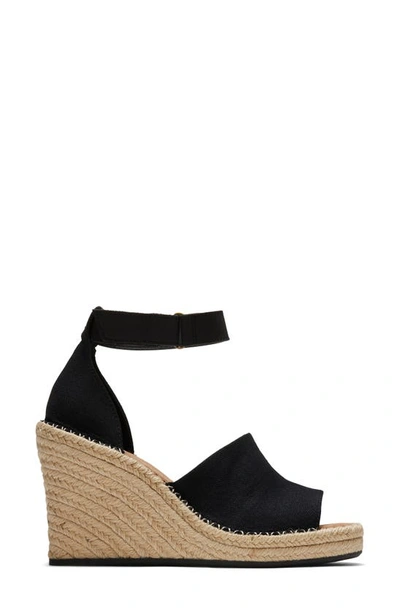 Toms Marisol Peep Toe Wedge Sandal In Black In Black Blended