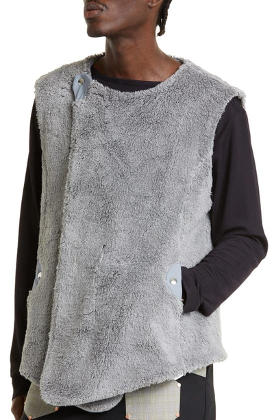 Shop Kiko Kostadinov Zlatyu Asymmetric Terry Cloth Vest In Dove Grey/ Sterling Blue