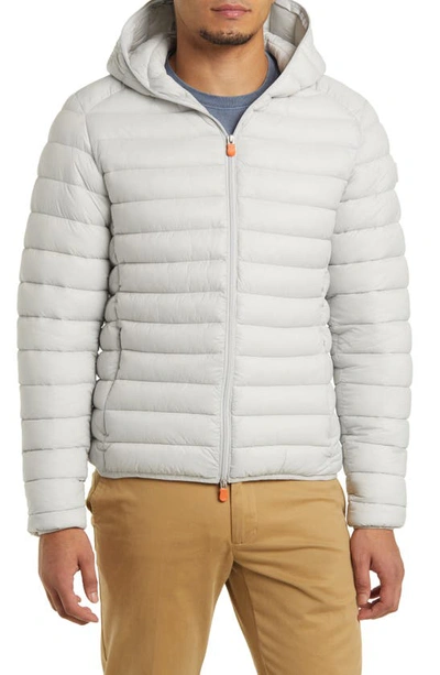 Shop Save The Duck Donald Hooded Puffer Jacket In Frozen Grey
