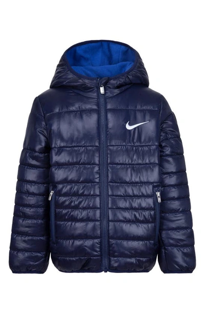 Nike Boys' Hooded Puffer Jacket - Little Kid In Midnight Navy