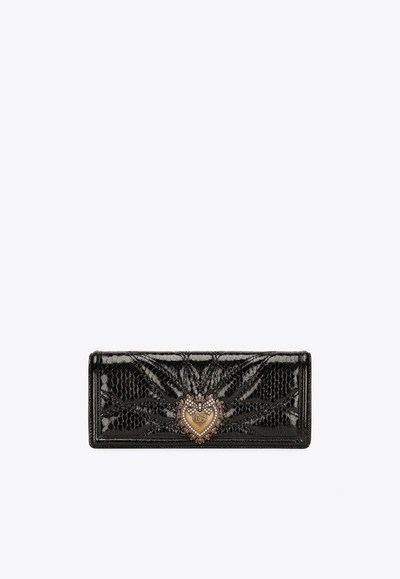 Dolce & Gabbana Devotion Python-effect Baguette Bag In Black