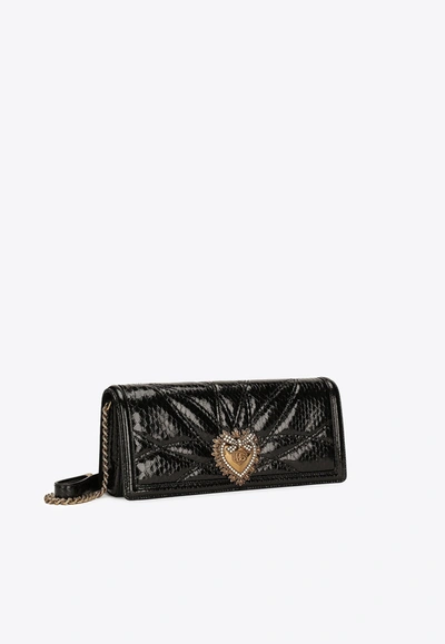Dolce & Gabbana Devotion Python-effect Baguette Bag In Black