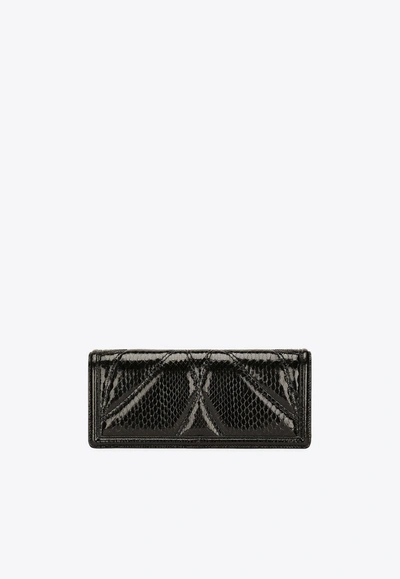 Dolce & Gabbana Devotion Python-effect Baguette Bag In Black