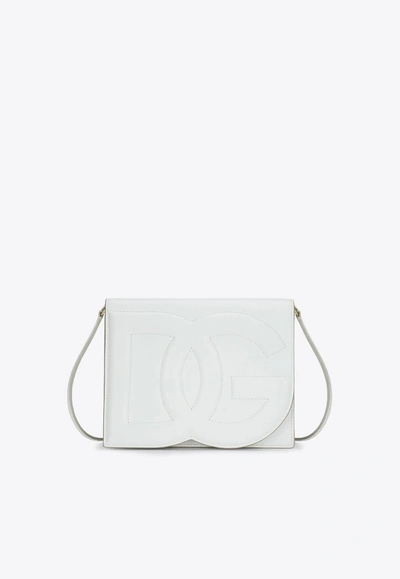Dolce & Gabbana Women Dg Logo Leather Crossbody Bag In White