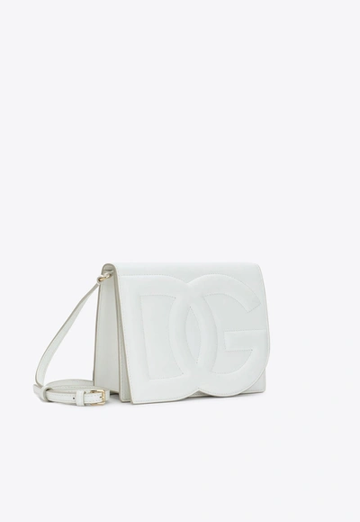 Dolce & Gabbana Women Dg Logo Leather Crossbody Bag In White