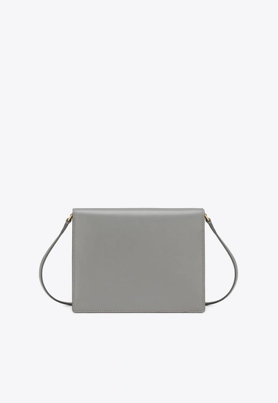 Dolce & Gabbana Dg Logo Calf Leather Crossbody Bag In Gray