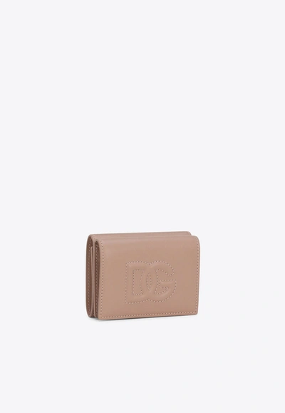 Shop Dolce & Gabbana Dg Logo French Wallet In Calf Leather In Blush