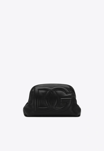 Shop Dolce & Gabbana Dg Logo Nappa Leather Clutch In Black