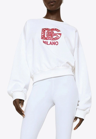 Shop Dolce & Gabbana Dg Logo Patch Sweatshirt In White