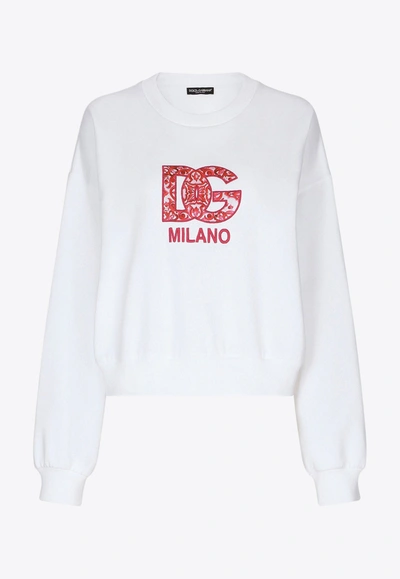 Shop Dolce & Gabbana Dg Logo Patch Sweatshirt In White