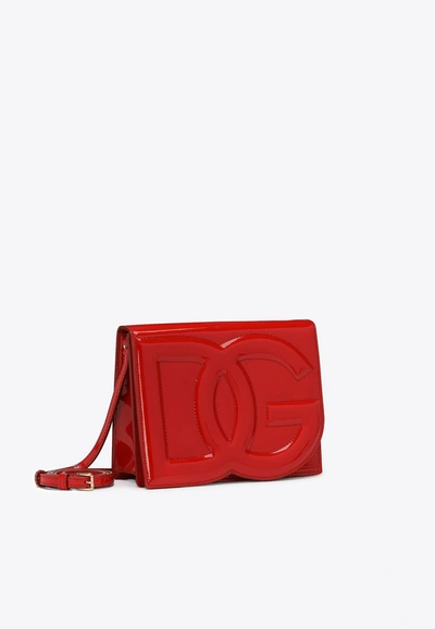 Dolce & Gabbana Dg Logo Patent Leather Crossbody Bag In Red