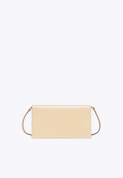 Dolce & Gabbana Dg Logo Patent Leather Clutch In Beige