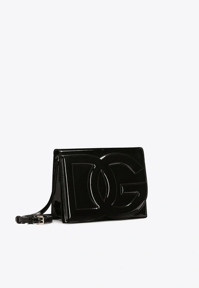 Dolce & Gabbana Elegant Dg Logo Patent Leather Crossbody Handbag In Black