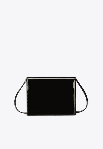 Dolce & Gabbana Elegant Dg Logo Patent Leather Crossbody Handbag In Black
