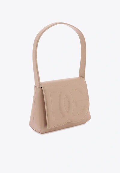 Shop Dolce & Gabbana Dg Logo Shoulder Bag In Calf Leather In Blush