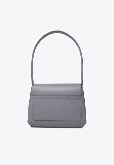 Dolce & Gabbana Dg Logo Shoulder Bag In Calf Leather In Gray