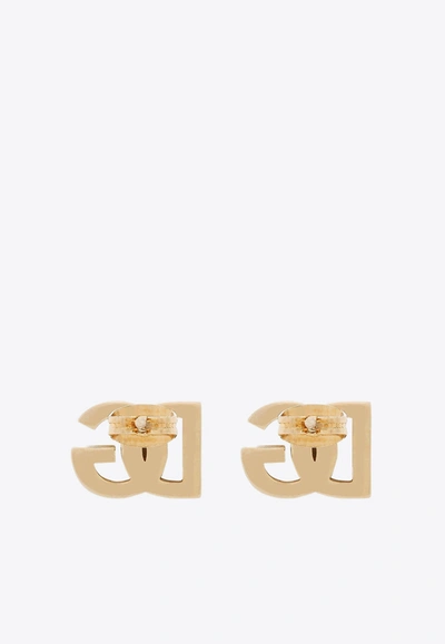 Dolce & Gabbana Gold Earrings With Dg Logo In Silver Plated Brass Woman In Gold
