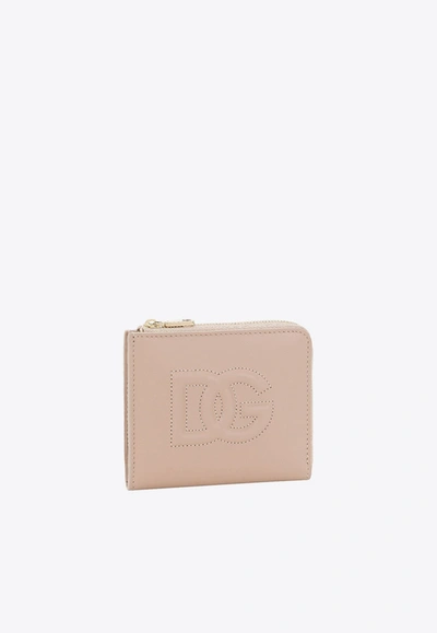 Dolce & Gabbana Dg Logo Zip Cardholder In Blush