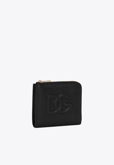 Dolce & Gabbana Dg Logo Zip Cardholder In Black