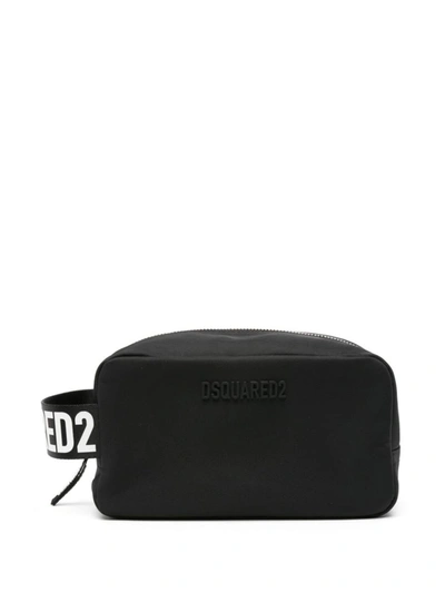 Shop Dsquared2 Logo-print Zipped Wash Bag In Nero