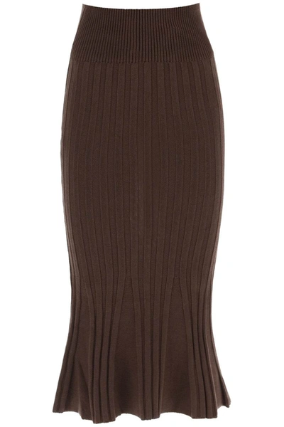 Shop Paloma Wool Mauri Midi Skirt In Ribbed Knit In Brown