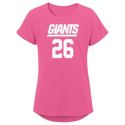 Shop Outerstuff Girls Youth Saquon Barkley Pink New York Giants Player Name & Number T-shirt