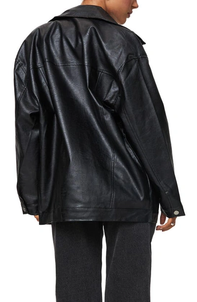 Shop Princess Polly Oversize Faux Leather Biker Jacket In Black