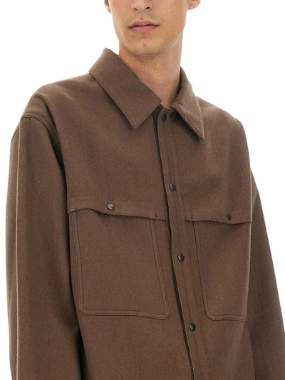 Shop Lemaire Storm Flap Shirt In Brown