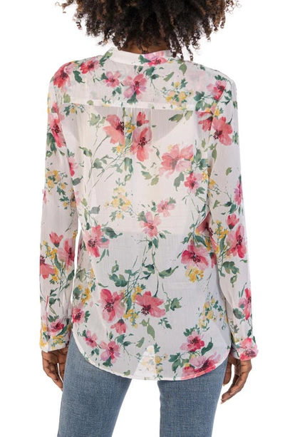 Shop Kut From The Kloth Jasmine Chiffon Button-up Shirt In Amboise-white/ Pink
