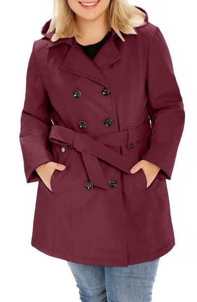 Shop Sebby Softshell Hooded Trench Coat In Burgundy