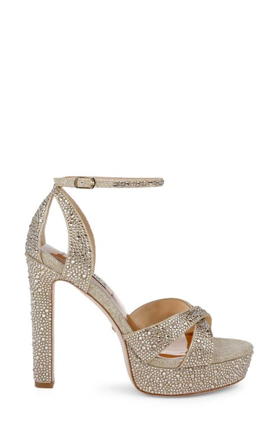Badgley Mischka Fizzy Ankle Strap Platform Sandal In Platino