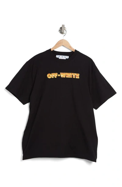 Shop Off-white Cotton Logo Graphic T-shirt In Black Orange