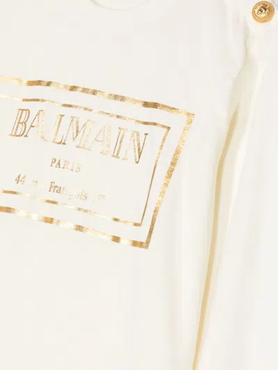 Balmain Foiled Logo-print Sweatshirt In Neutrals