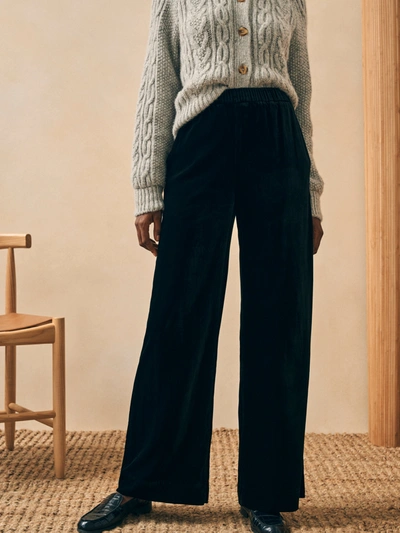 Faherty Stretch Silk Velvet Genevieve Pants In Black