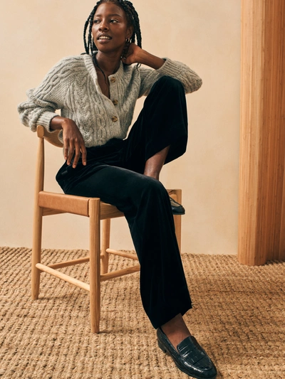 Faherty Stretch Silk Velvet Genevieve Pants In Black