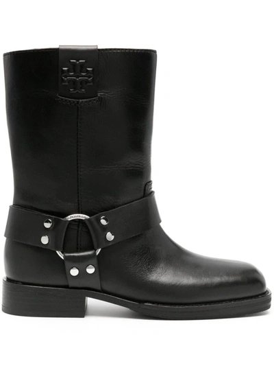 Shop Tory Burch Double T Boots In Black