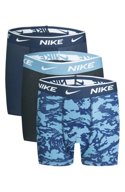 Shop Nike Kids' Assorted 3-pack Stretch Cotton Boxer Briefs In Cerulean