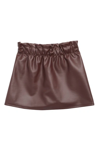 Shop Walking On Sunshine Kids' Faux Leather Paperbag Skirt In Wine