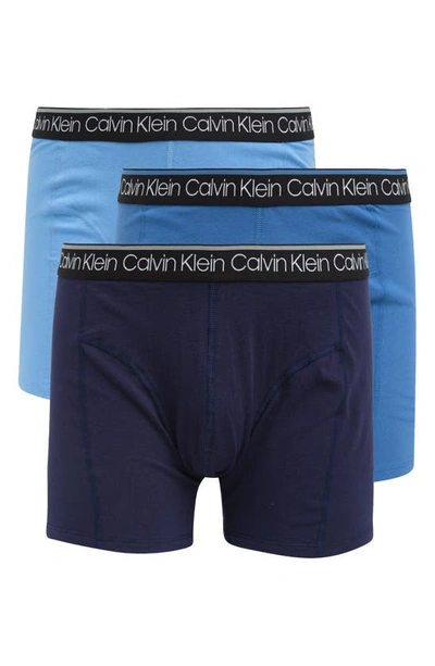 Shop Calvin Klein 3-pack Stretch Cotton Boxer Briefs In Blue Multi