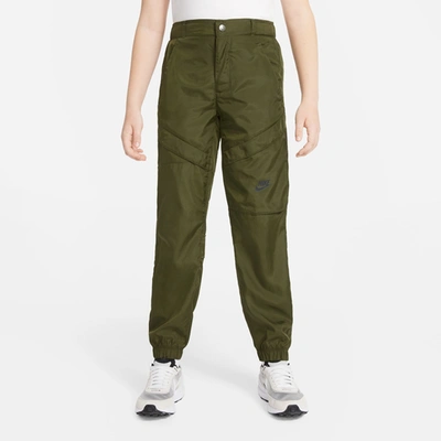 Shop Nike Boys  Woven Utility Pants In Green/black