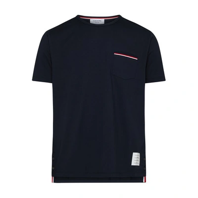Shop Thom Browne Pocket Short-sleeved T-shirt In Navy