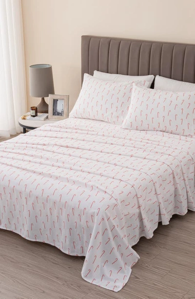 Woven & Weft Turkish Cotton Lodge Sheet Set In Candy Canes