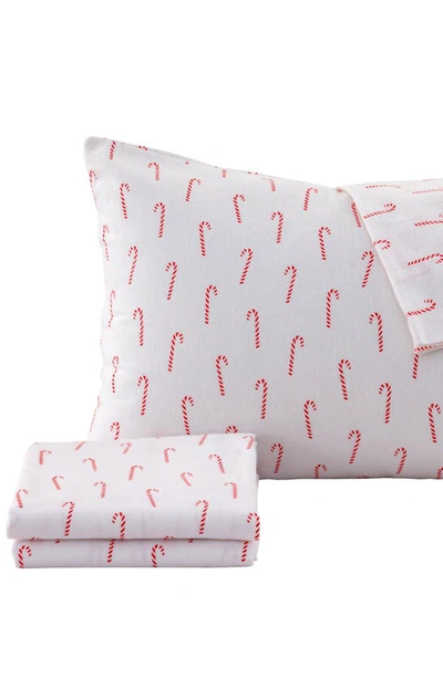 Woven & Weft Turkish Cotton Lodge Sheet Set In Candy Canes