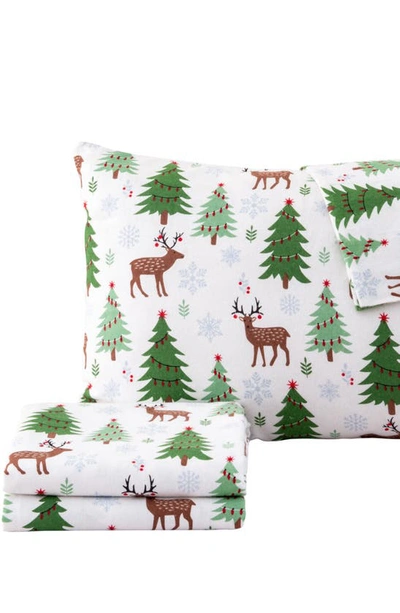 Woven & Weft Turkish Cotton Lodge Sheet Set In Deer Trees Snow